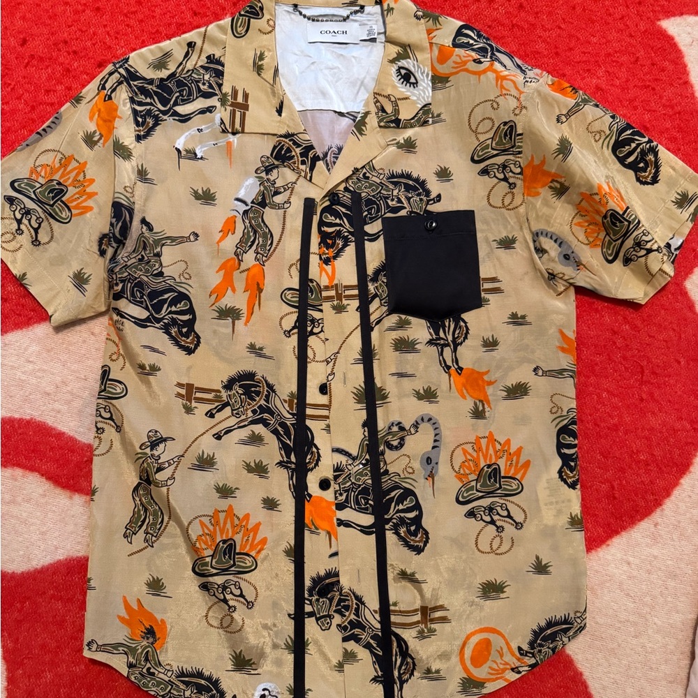 Coach Men's Western Print Shirt - Tan and Black